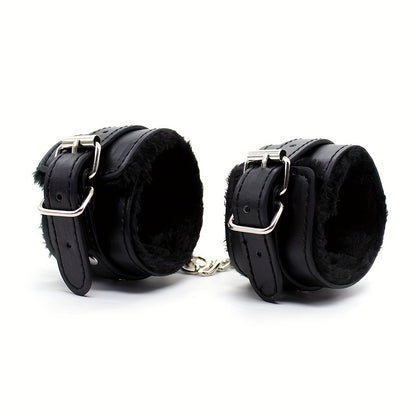 A Pair Of BDSM Adult Erotic Plush Leather Handcuffs Bundle Bondage Hands And Feet Handcuffs