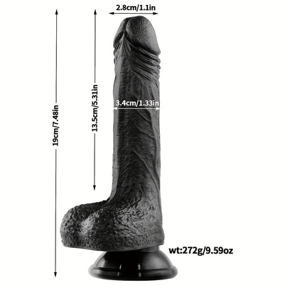 7.48 Inch Black PVC Adult Toy: Non-Latex, Waterproof, and Battery-Free