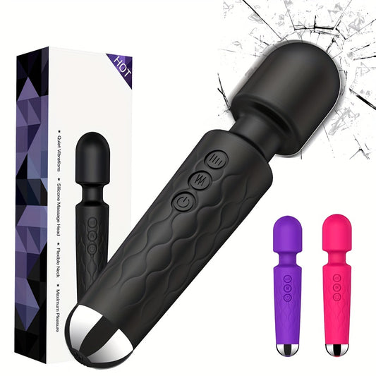 1pc AV Stick Vibrator Rechargeable 20-Frequency Black Vibrator Stick For Female Pleasure Adult Supplies