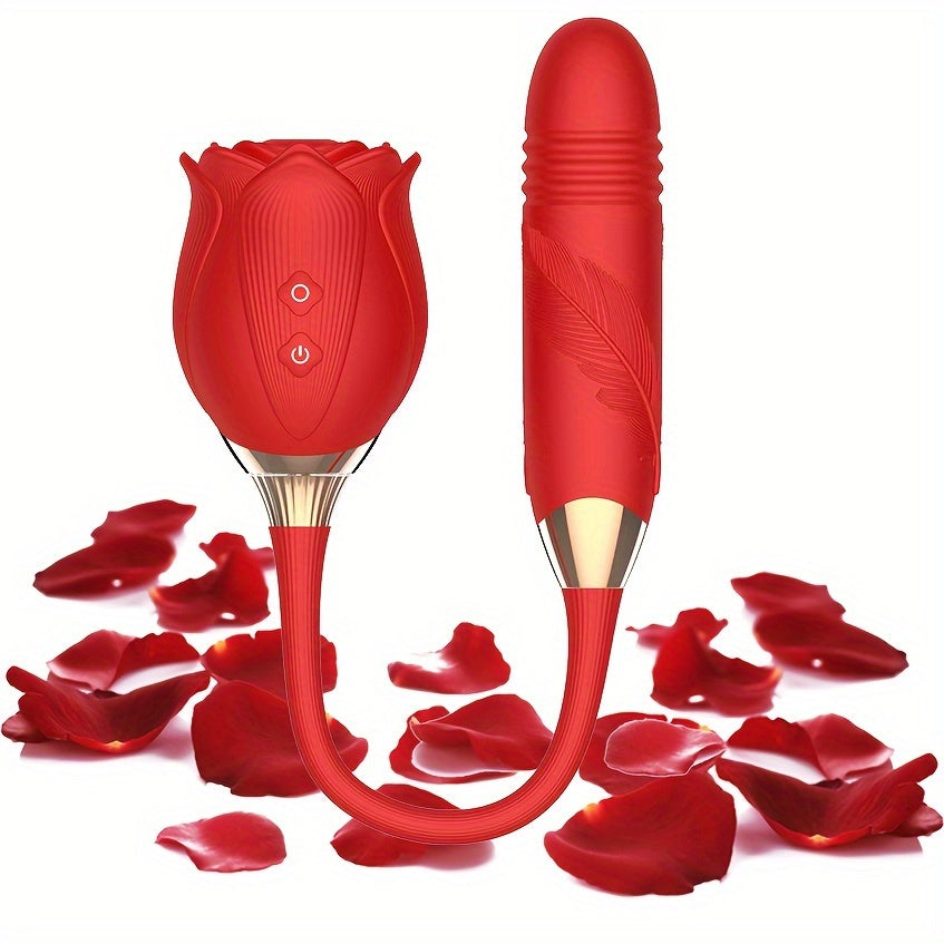 1pc Sucking Vibrator Rose Sex Toy, Vibrator Vibrating Stick with 10 Insertion