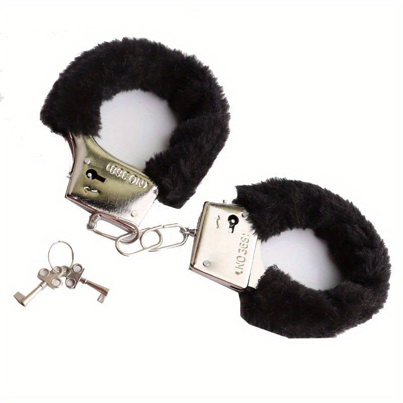 1 Set (4pcs), BDSM Adult Products, Couple Products, Stainless Steel Fluffy Handcuffs For Ankles