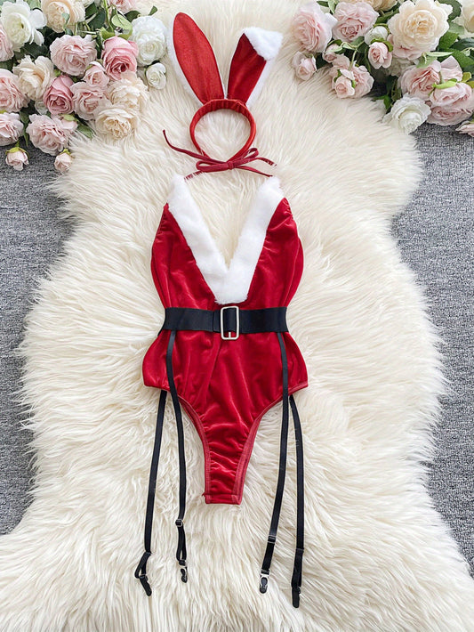 Christmas Valentine'S Day Jumpsuit Sexy Bunny Erotic Lingerie Party Uniform