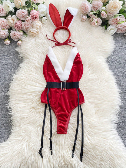 Christmas Valentine'S Day Jumpsuit Sexy Bunny Erotic Lingerie Party Uniform