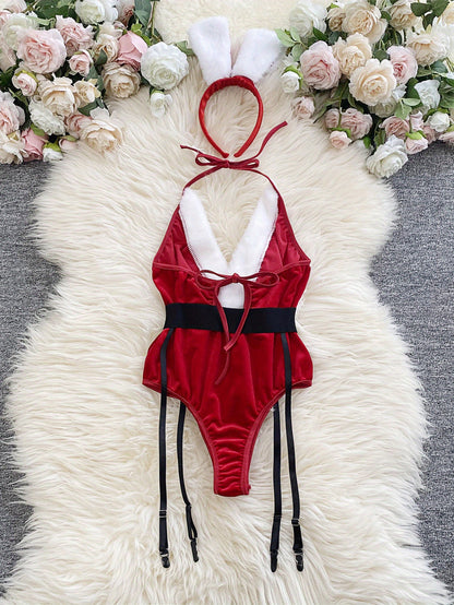 Christmas Valentine'S Day Jumpsuit Sexy Bunny Erotic Lingerie Party Uniform