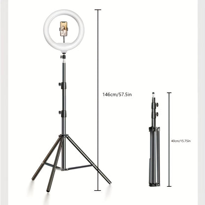 10 Inch LED Circle Light With Flexible Tripod Stand & Phone Holder