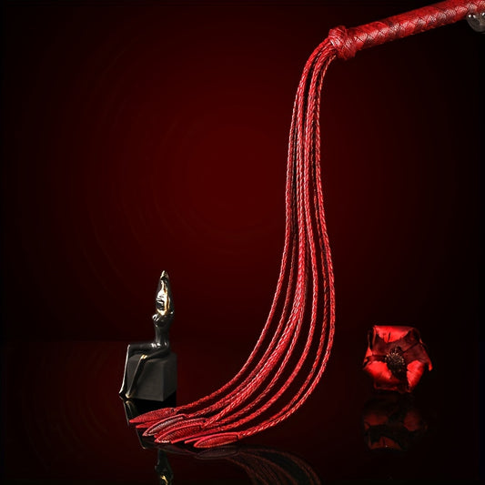 Elegant Red Leather 9-Tail Whip with Tassels