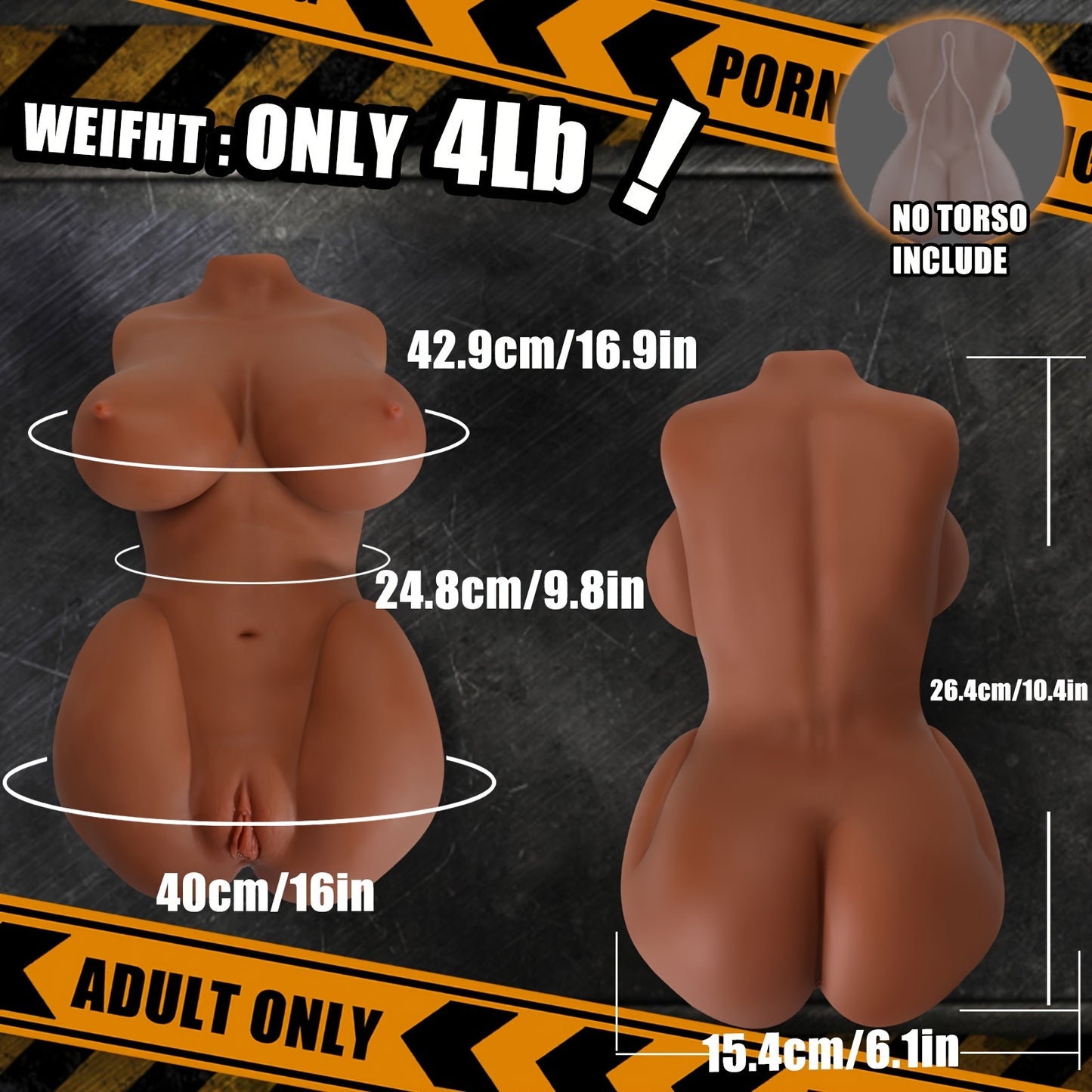 4LB Realistic Male Sex Doll – Big Butt, 2 Holes for Enhanced Pleasure