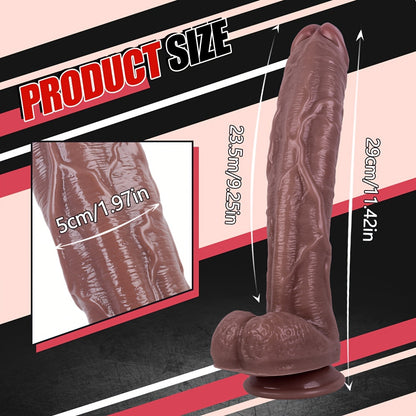 11.42inch Realistic Huge Dildo with Powerful Suction Cup - Lifelike Soft Skin