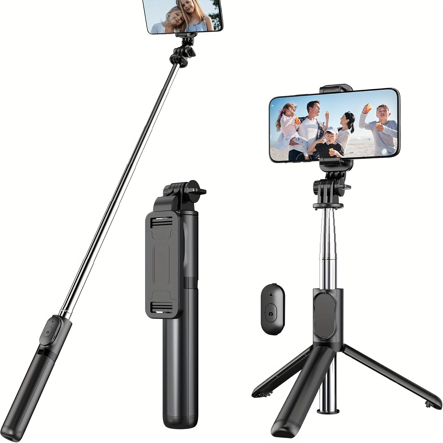 Selfie Stick Tripod With Detachable Wireless Remote, 4 In 1 Extendable