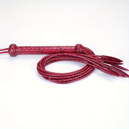 Elegant Red Leather 9-Tail Whip with Tassels