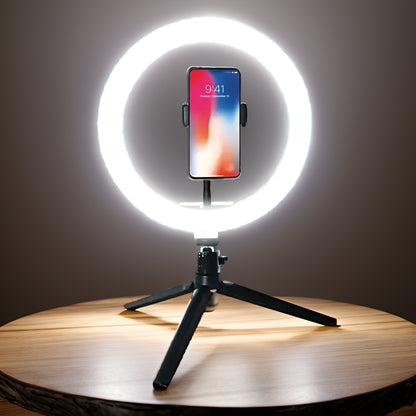 1pc 10" Dimmable LED Ring Fill Light with Tripod, Phone Holder