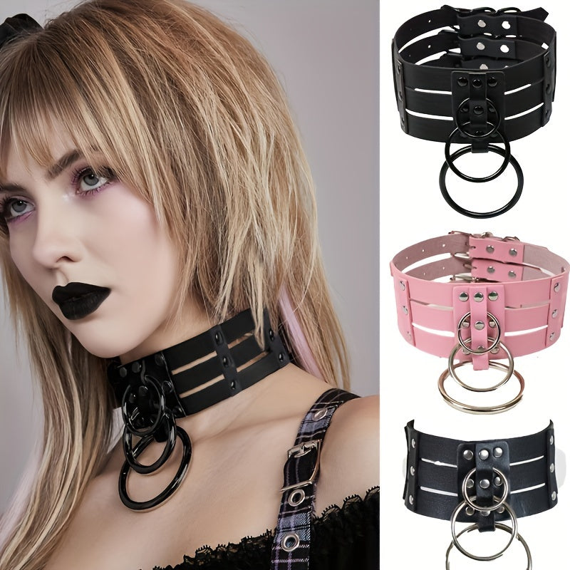 Gothic Rock Queen Halloween Choker - Faux Leather