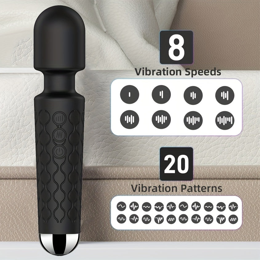 1pc AV Stick Vibrator Rechargeable 20-Frequency Black Vibrator Stick For Female Pleasure Adult Supplies