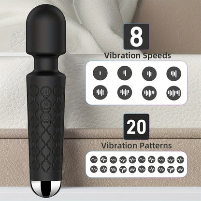 1pc AV Stick Vibrator Rechargeable 20-Frequency Black Vibrator Stick For Female Pleasure Adult Supplies