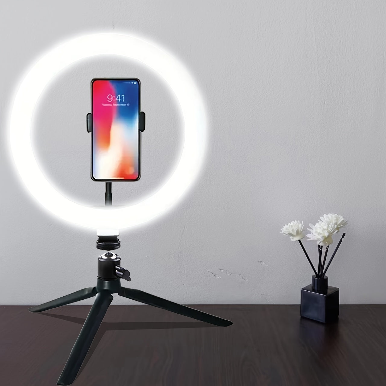 1pc 10" Dimmable LED Ring Fill Light with Tripod, Phone Holder